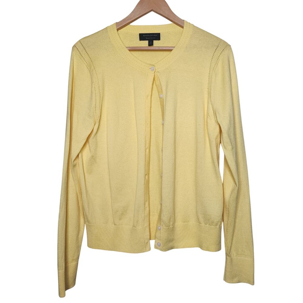 Yellow Spring Cardigan Cashmere Sweater Banana Republic Women's Size Medium